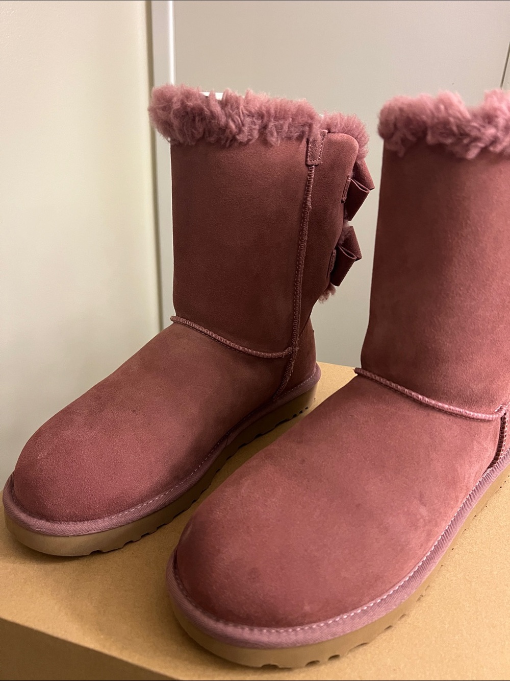 UGG Short Shearling Boots in Dusty Rose Pink - Picture 8 of 9